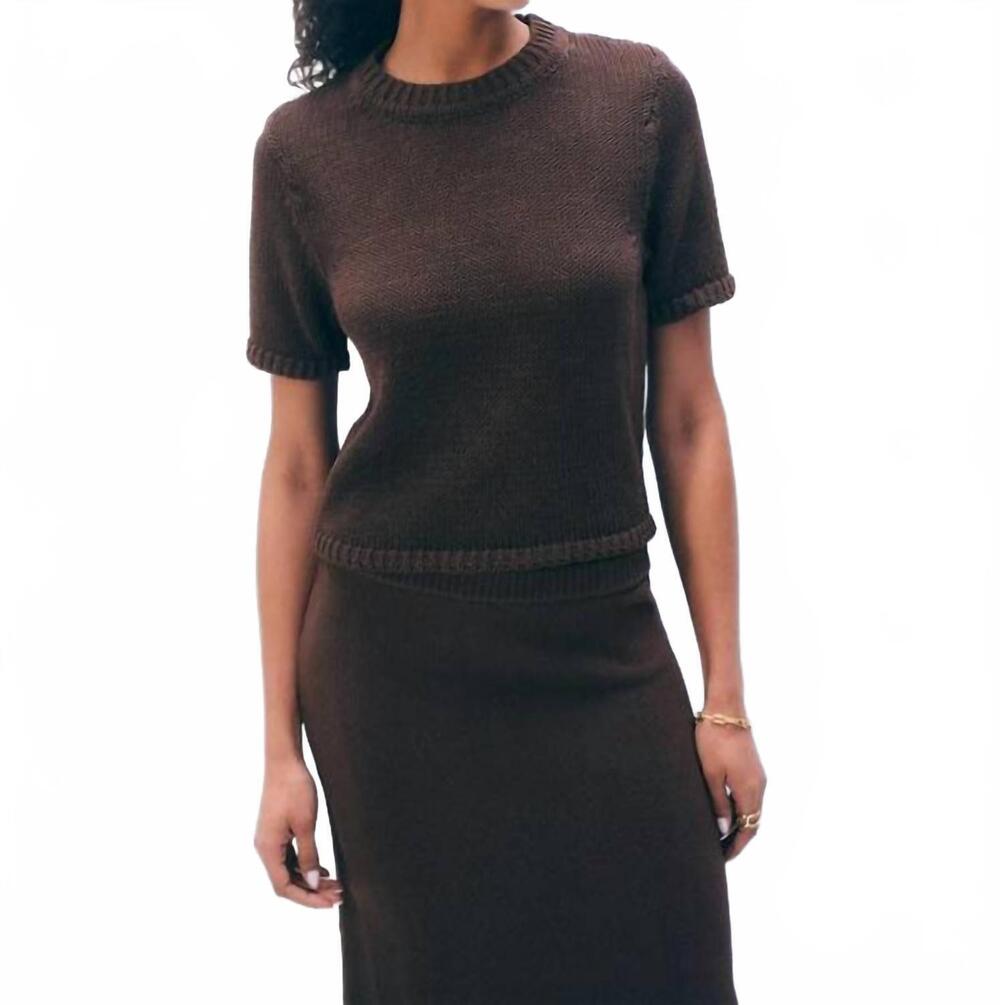 NEW WHITE + WARREN luxe organic cotton t-shirt in dark espresso